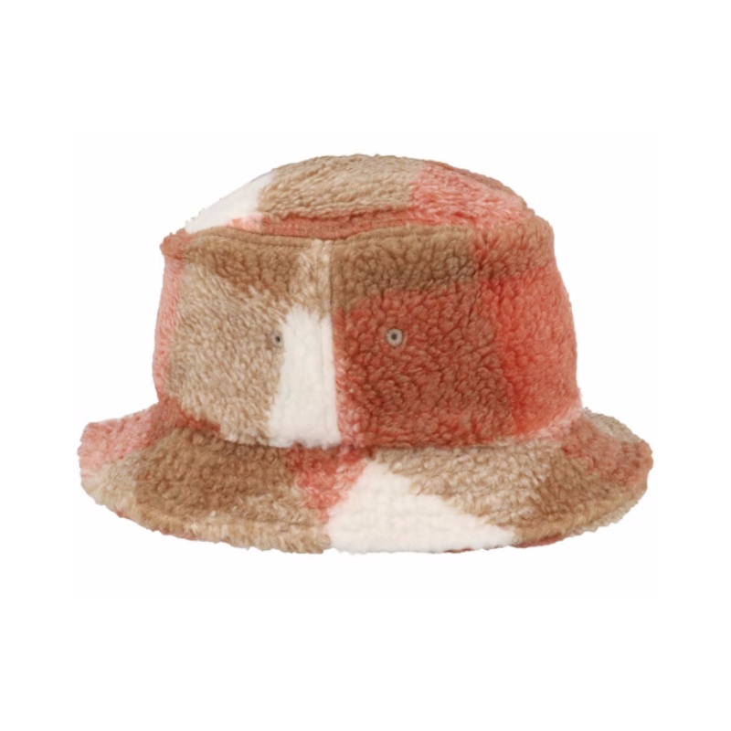 Original Whitesand Toffee Sherpa Check Bucket Hats Custom Logo Blank Keep Warm Wide Brim Winter Hat for Men Women and Children