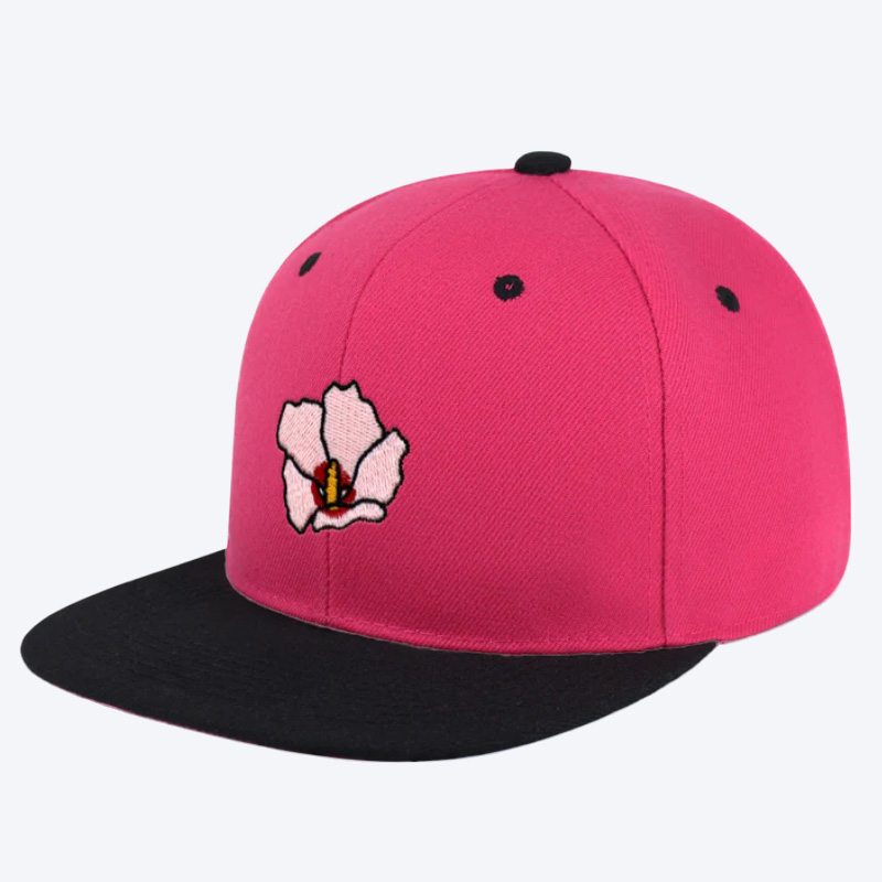 High Quality 6Panel Baseball Cap Pink Black Embroidery Custom Embroidered Structured Snapback Hat for Unisex Fashion Adjustable