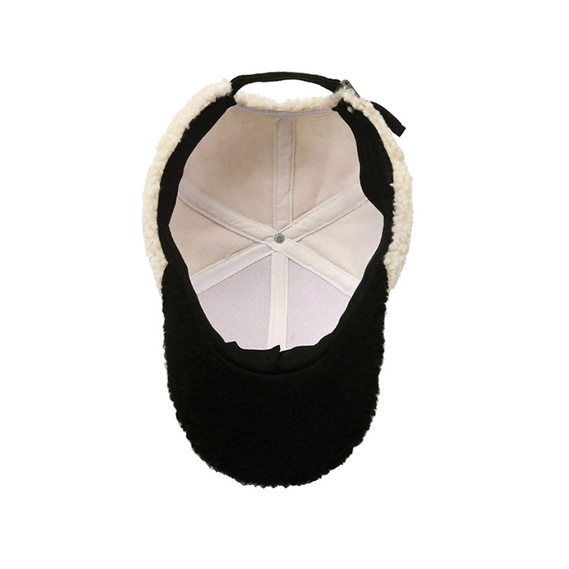 New Autumn-winter Warm 6-panel Baseball Caps Suitable Both Men Women Adjustable Thick Caps Embroidered Letters Teddy Fleece