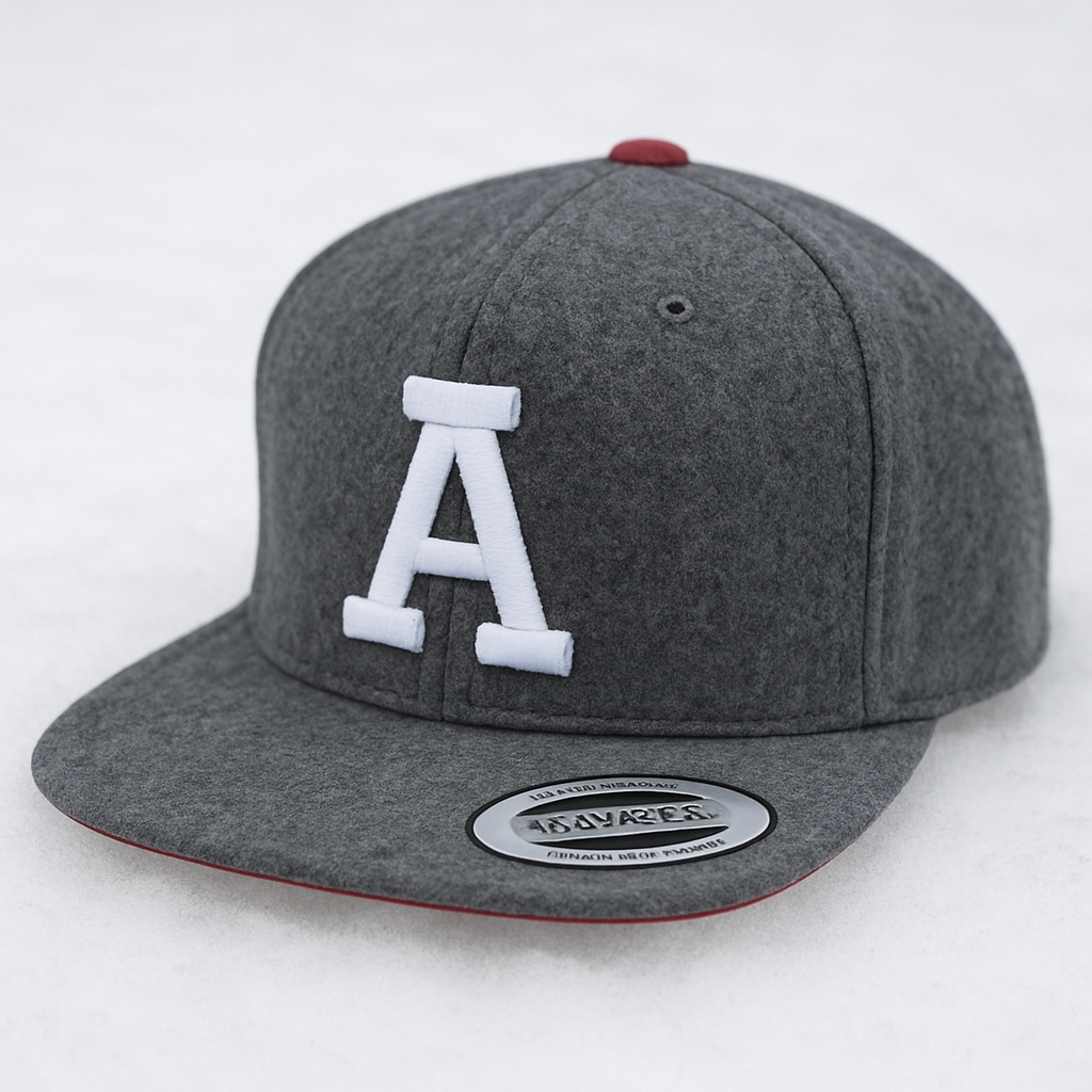 Custom Embroidered Gray Snapback Adjustable Wool Blend Baseball Cap