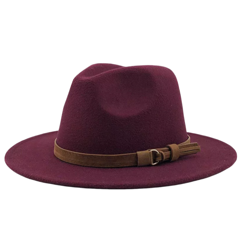 Custom Winter Wool Fedora Hat for Men and Women Vintage Style Wide Brim Leather Straw with Ribbon Buckle for Party