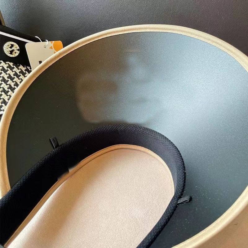 Sun Hat for Women Summer Hat Sunshade Hat Outdoor Straw Hat with Checked Pattern Thousand-bird Pattern Open-top Sun Hat