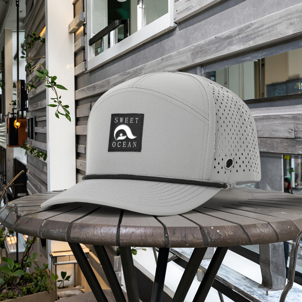 Custom Men's 7-Panel Vintage Trucker Mesh Hat Laser Cutting Perforated Baseball Cap Fashionable for Outdoor Casual Performance