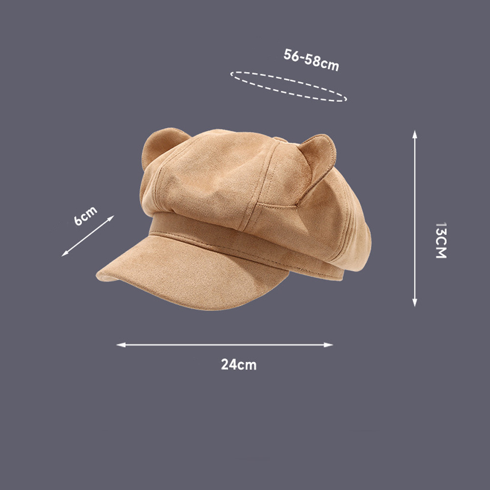 2025 New Design - Cute Little Bear Ears Suede Nap Octagonal Hat - Women's Fall/Winter Beret