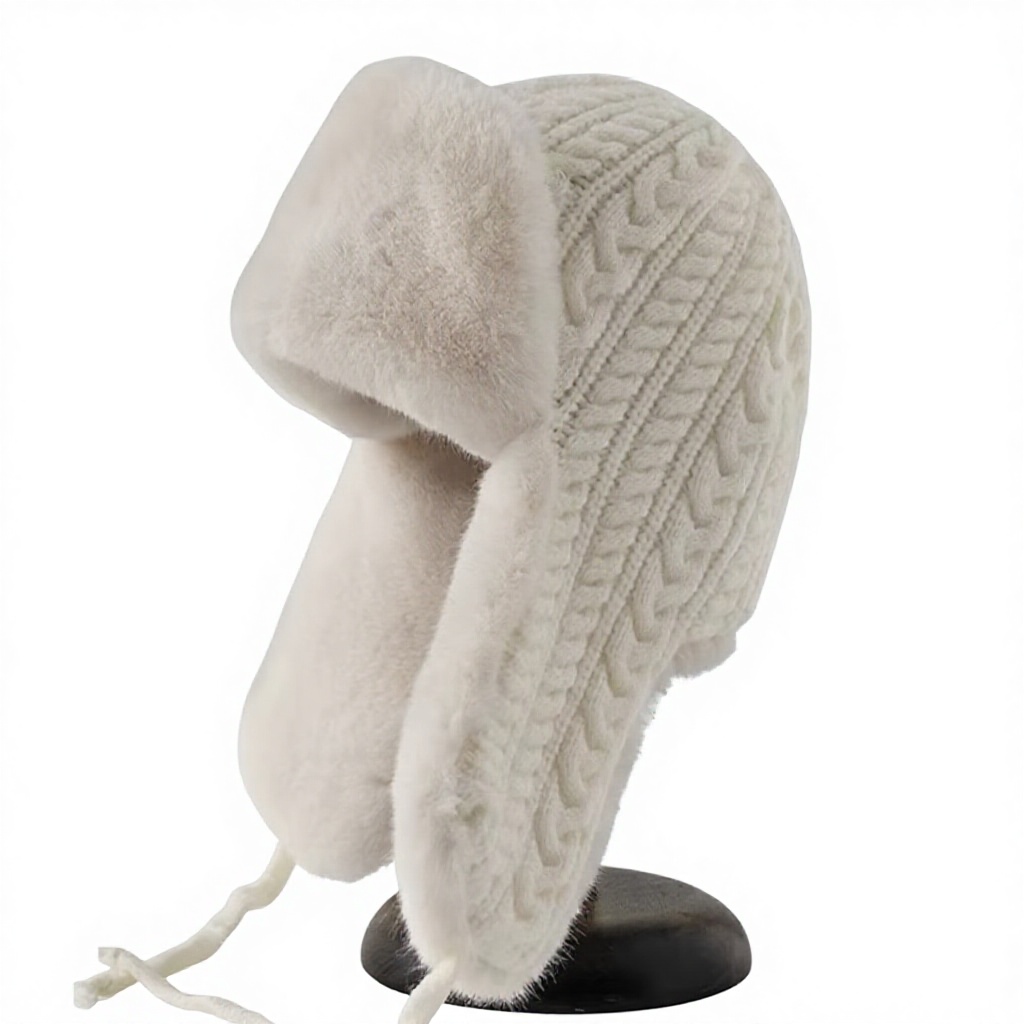 Wool Winter Ear-Protection Ski Winter Hat-Warm Padded Thick Machine Embroidery Cap for Outdoor & Daily Use