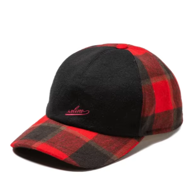 2025 New Winter Collection High-Quality 6-Ply Wool-Woven Plaid & Solid Color Patchwork Design Embroidered Logo Baseball Cap