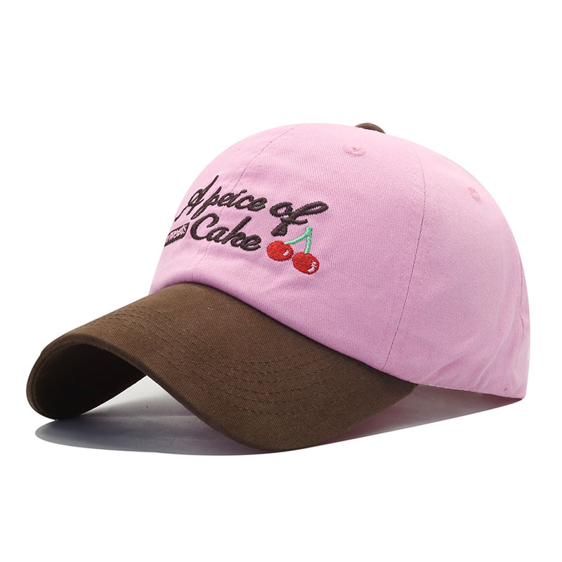 New Style Lettered Cherry Embroidered Baseball Cap Multi-color Casual Outdoor Sun protection Hat Wholesale