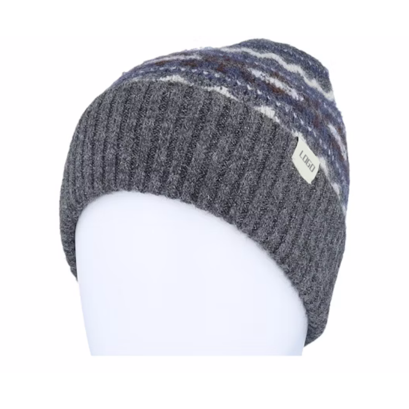 Classic Dark Beanie With Pom Warm Knit Skull Cap Soft Cuff Beanie Custom Logo Daily Winter Hats for Women Men