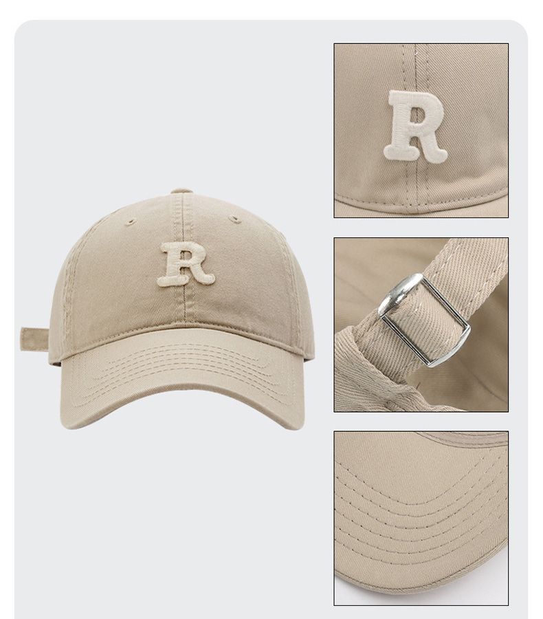 Fall/Winter Men's and Women's Fashion Retro R Letter Embroidered Baseball Cap for Outdoor Sports and Travel Baseball Cap