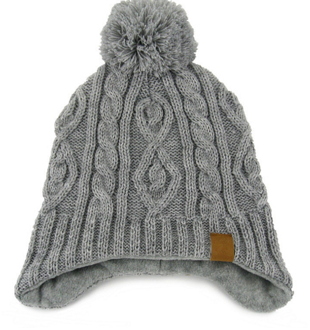 Custom Letter Logo Light Winter Warm Knitted Hats White Snow Pattern Black Y2K Beanie with Pom Pom for Adults Beach Scene Kinds