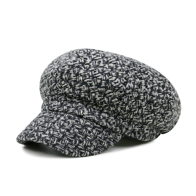 2025 New Style Women's Autumn/Winter Octagonal Hat - Bare Head Wool Vintage Beret for Casual Wear