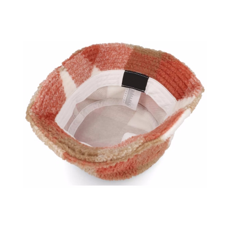 Original Whitesand Toffee Sherpa Check Bucket Hats Custom Logo Blank Keep Warm Wide Brim Winter Hat for Men Women and Children