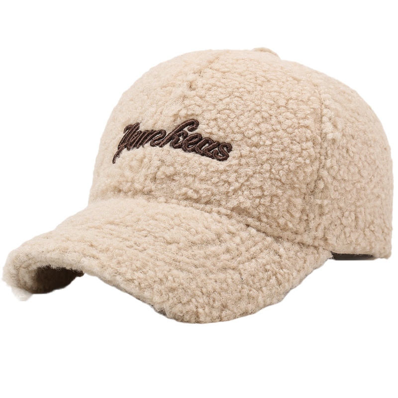New Winter Lambskin Insulated Women's Baseball Cap with Letter Embroidery - an Outdoor Sport Fashion Trendy Hat