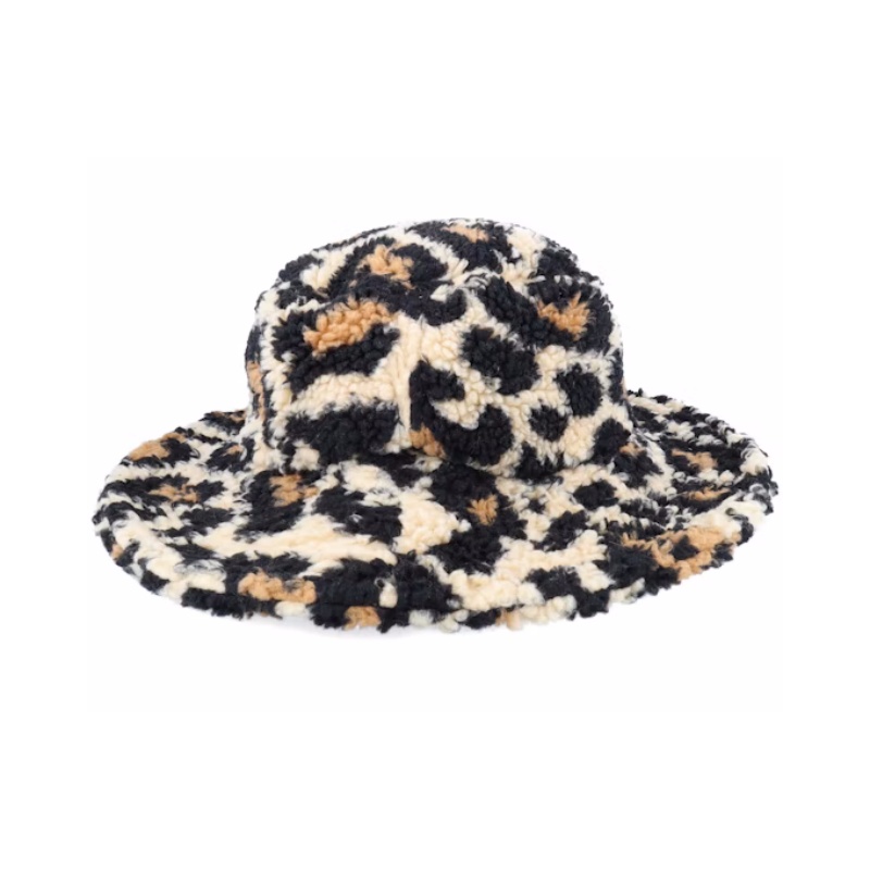 Large Custom Leopard Bucket Hats with Wide Brim Outdoor Fishing Design Wholesale Embroidery Bucket Hats for Men and Women
