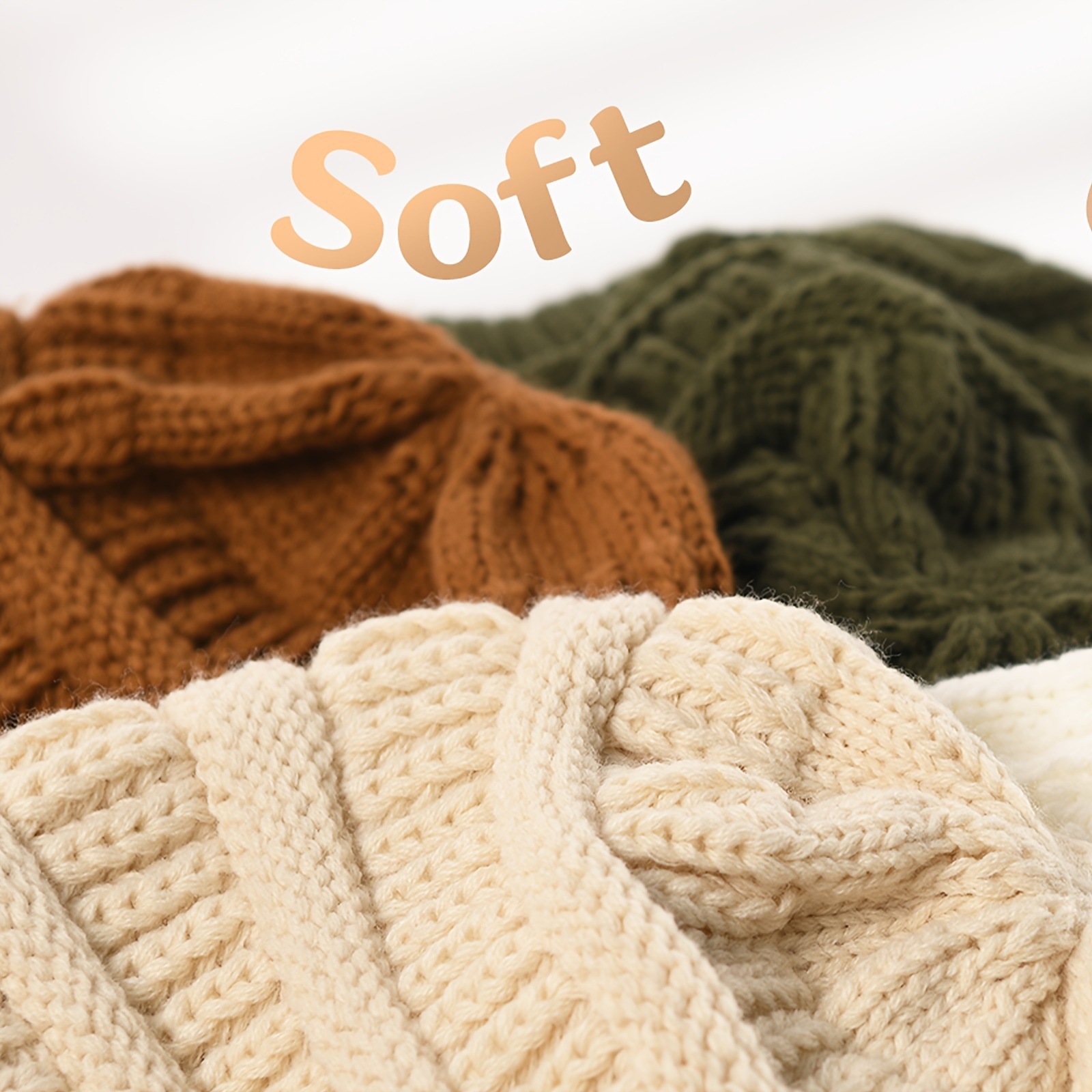 Thick Soft and Elastic Knitted Hat with No Brim Skull Cap for Adults Ski Hat Cold Cap