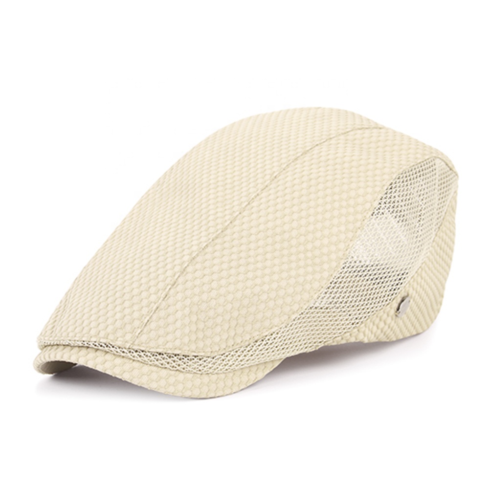 Customized Logo Classical Fashion Comfortable Soft Polyester Mesh Newsboy Hat Ivy Cap
