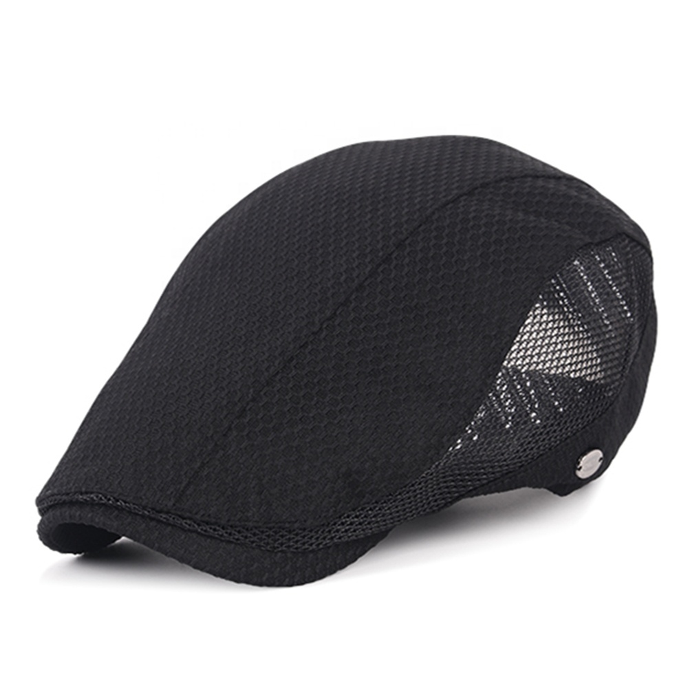 Customized Logo Classical Fashion Comfortable Soft Polyester Mesh Newsboy Hat Ivy Cap