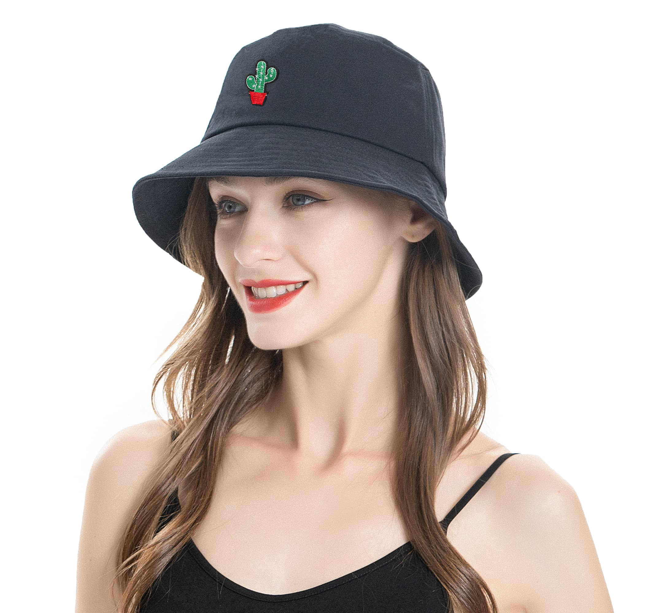 Outdoor Reversible Bucket Hat with Embroidery Logo Design Cotton Sport Hat for Women and Men for Hiking Travel Cycling