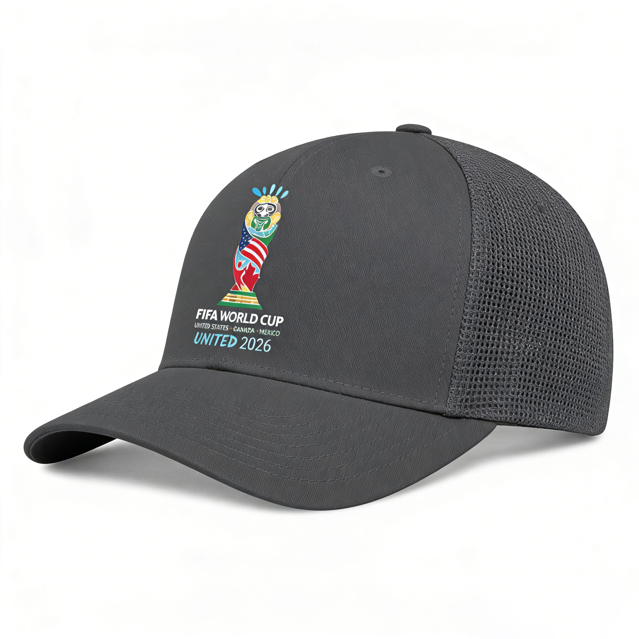 FIFA World Cup 2026 Hat with Embroidered Gray Adjustable Cotton Denim Baseball Cap