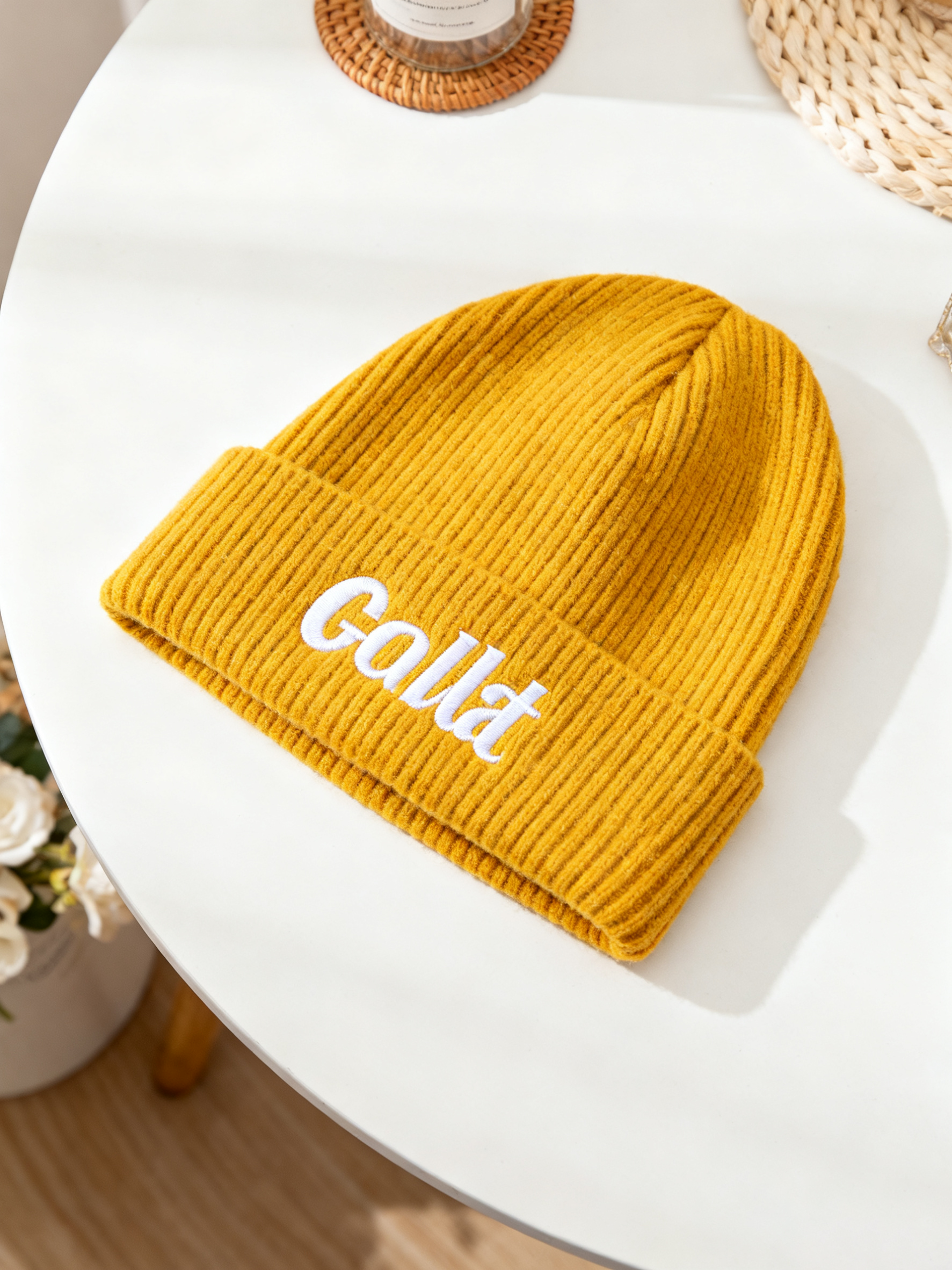 Custom Women's Embroidered Wool Warm Ribbed Winter Knitted Hats