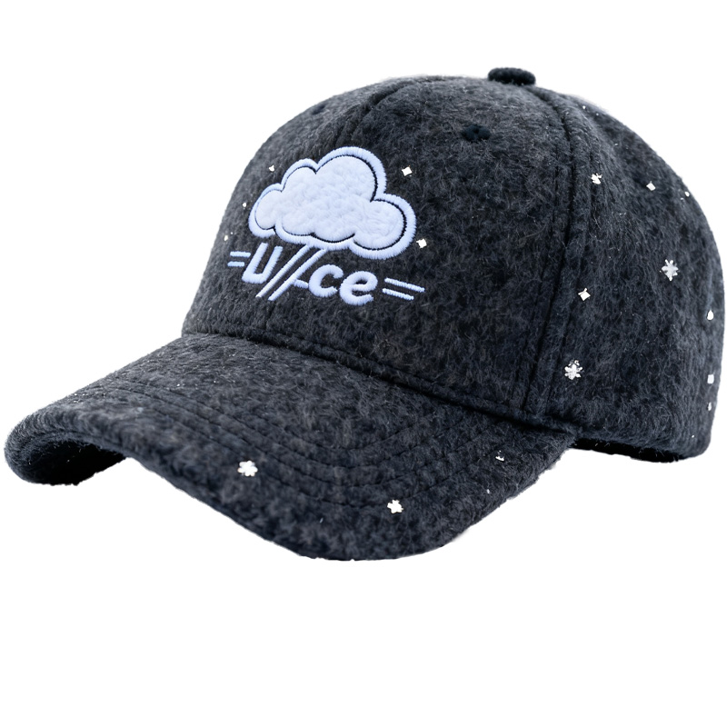 Custom Embroidered Gray Snapback Adjustable Wool Blend Baseball Cap