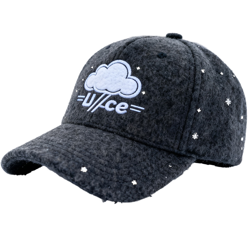 Custom Embroidered Gray Snapback Adjustable Wool Blend Baseball Cap