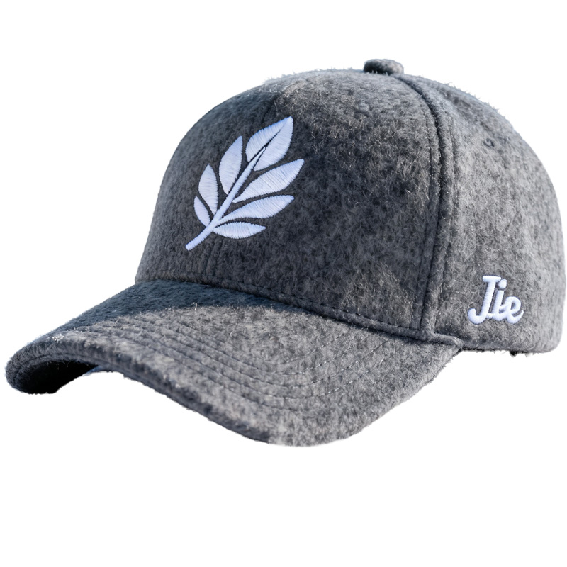 Custom Embroidered Gray Snapback Adjustable Wool Blend Baseball Cap
