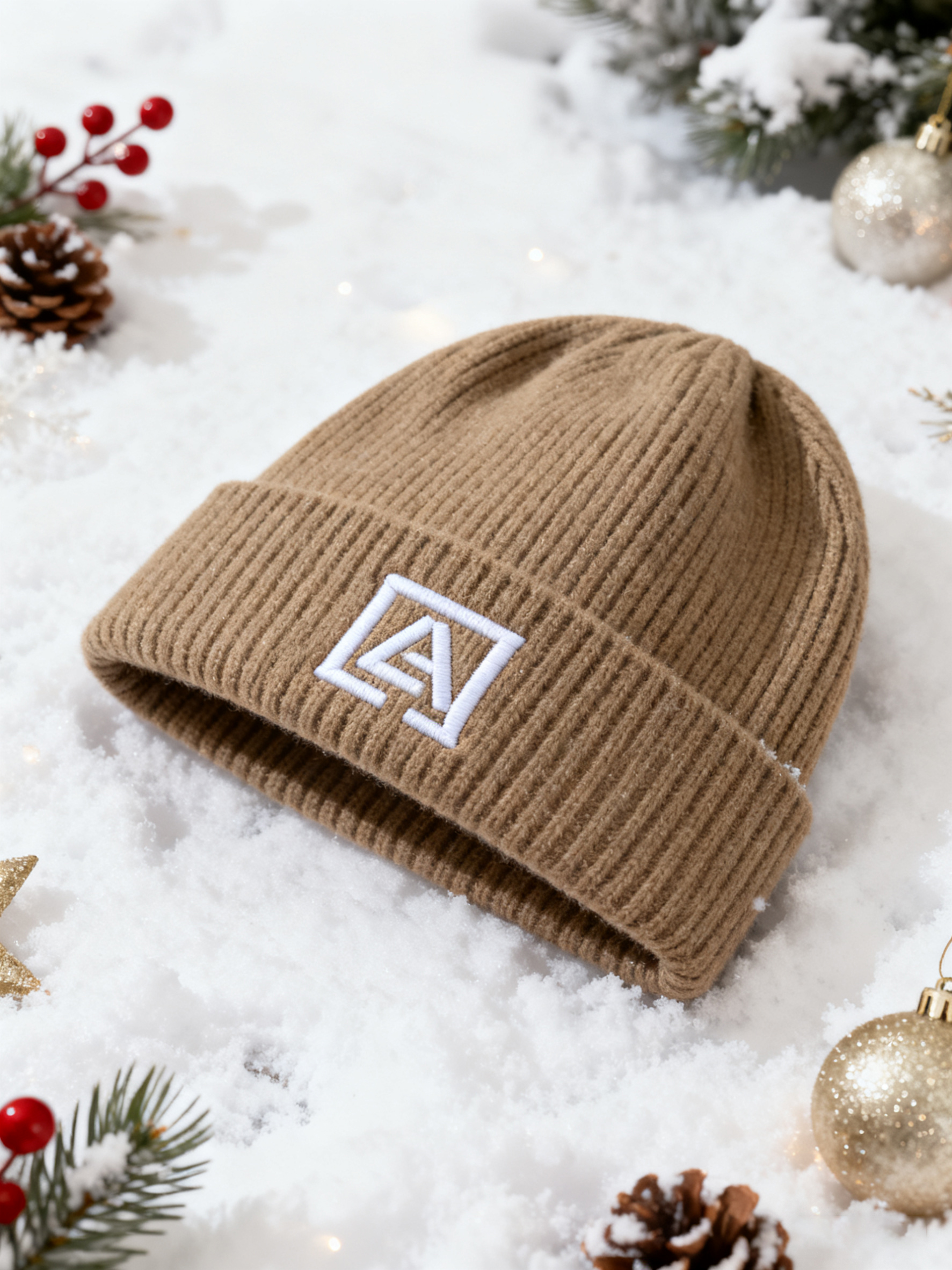 Custom Women's Embroidered Wool Warm Ribbed Winter Knitted Hats