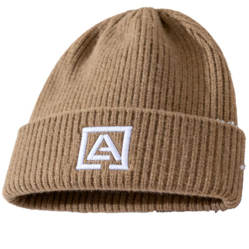 Custom Women's Embroidered Wool Warm Ribbed Winter Knitted Hats