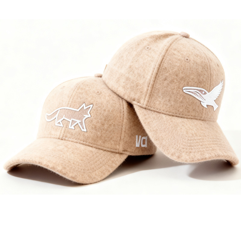 Custom Embroidered Gray Snapback Adjustable Wool Blend Baseball Cap