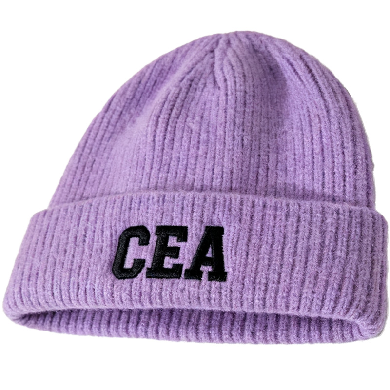 Custom Women's Embroidered Wool Warm Ribbed Winter Knitted Hats