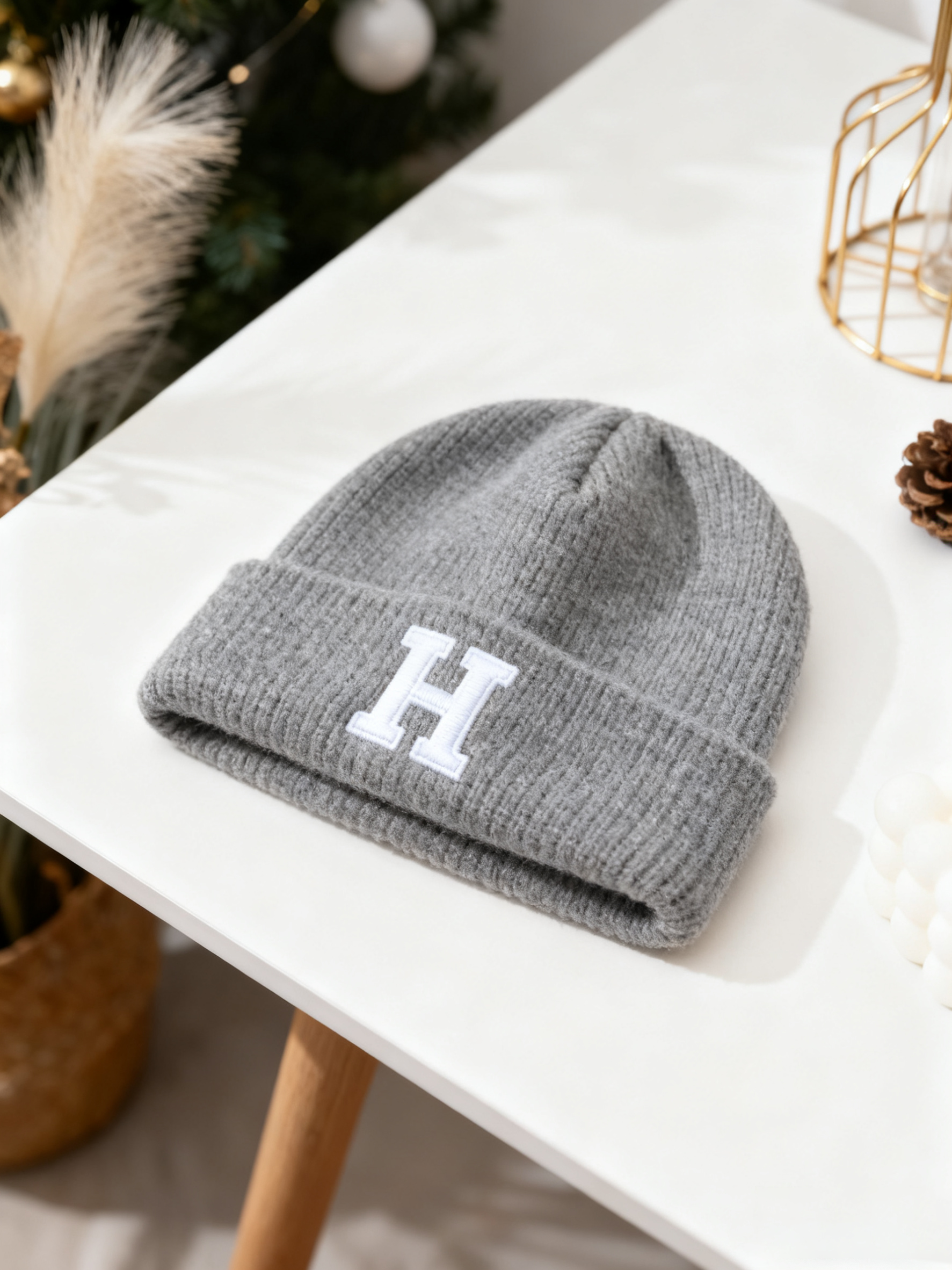 Custom Women's Embroidered Wool Warm Ribbed Winter Knitted Hats