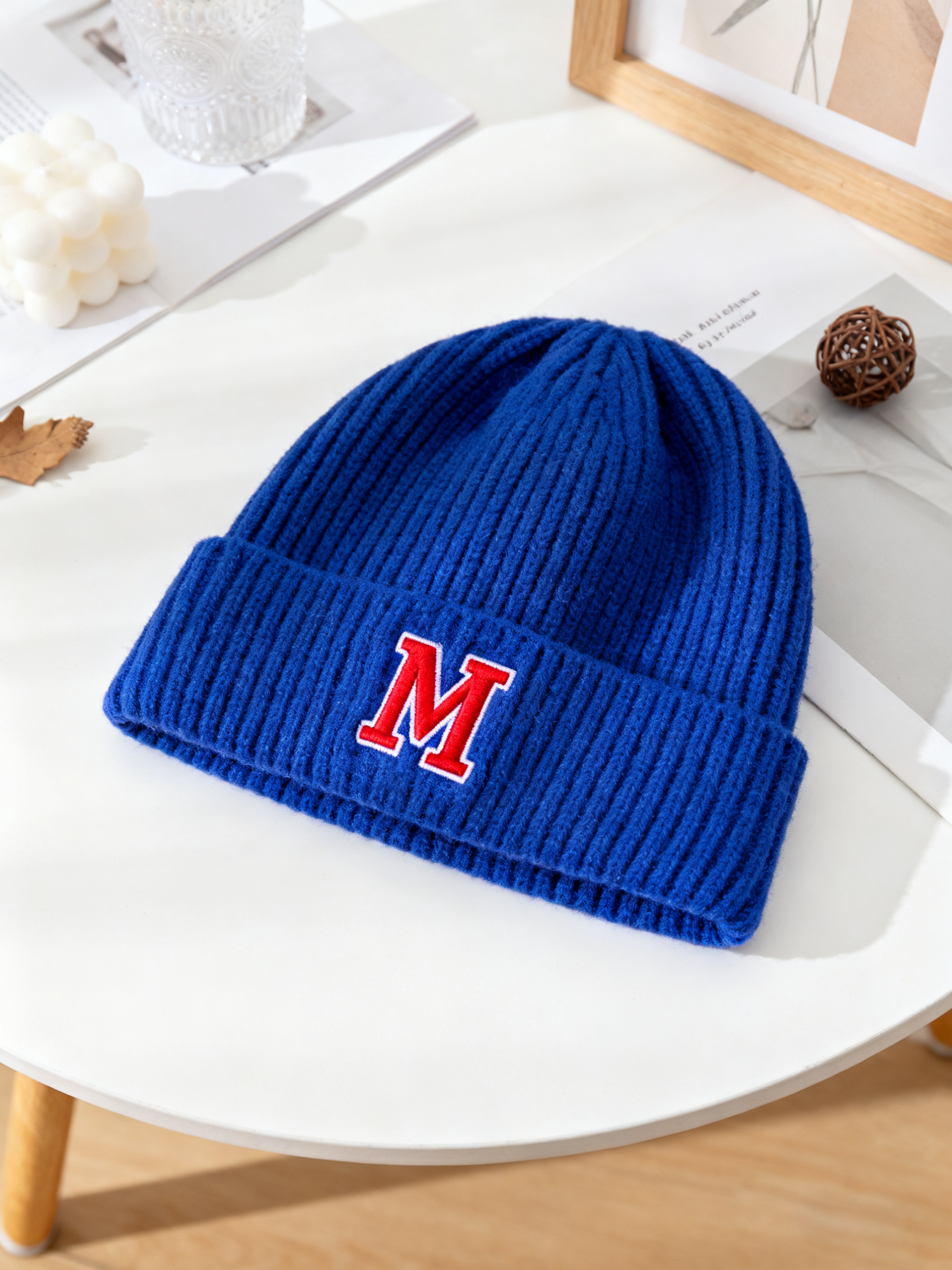 Custom Women's Embroidered Wool Warm Ribbed Winter Knitted Hats