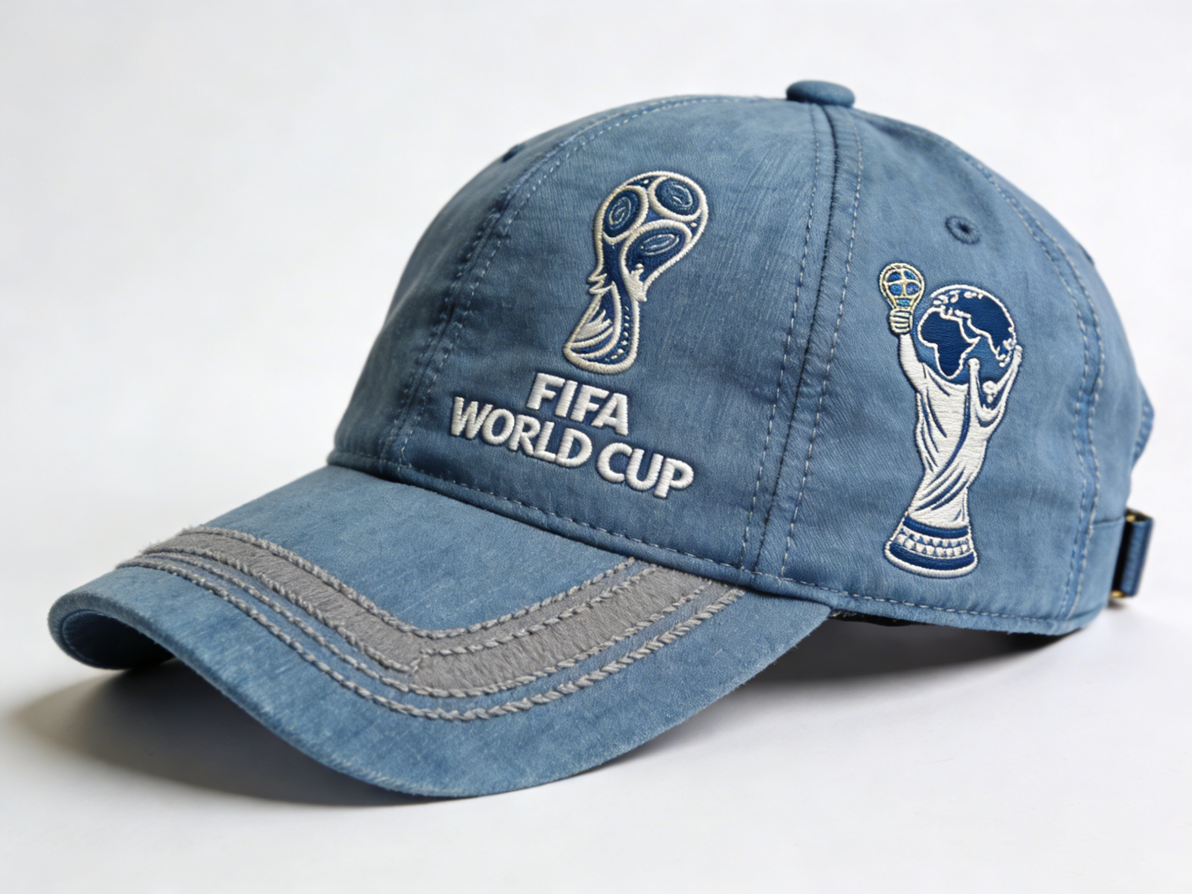 FIFA World Cup 2026 Embroidered Gray Adjustable Cotton Denim Baseball Cap