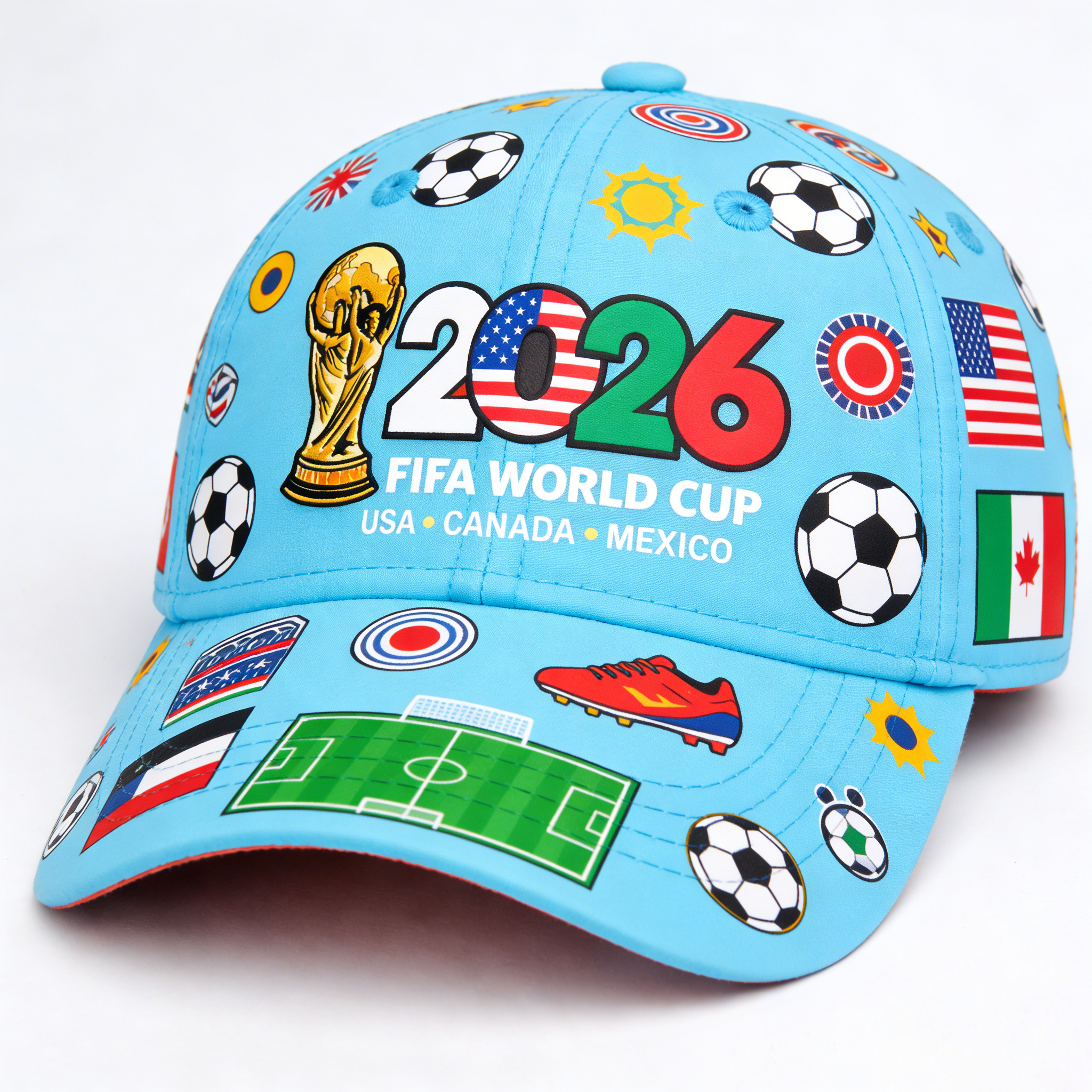 2026 FIFA World Cup Embroidered Gray Cotton Denim Adjustable Baseball Cap