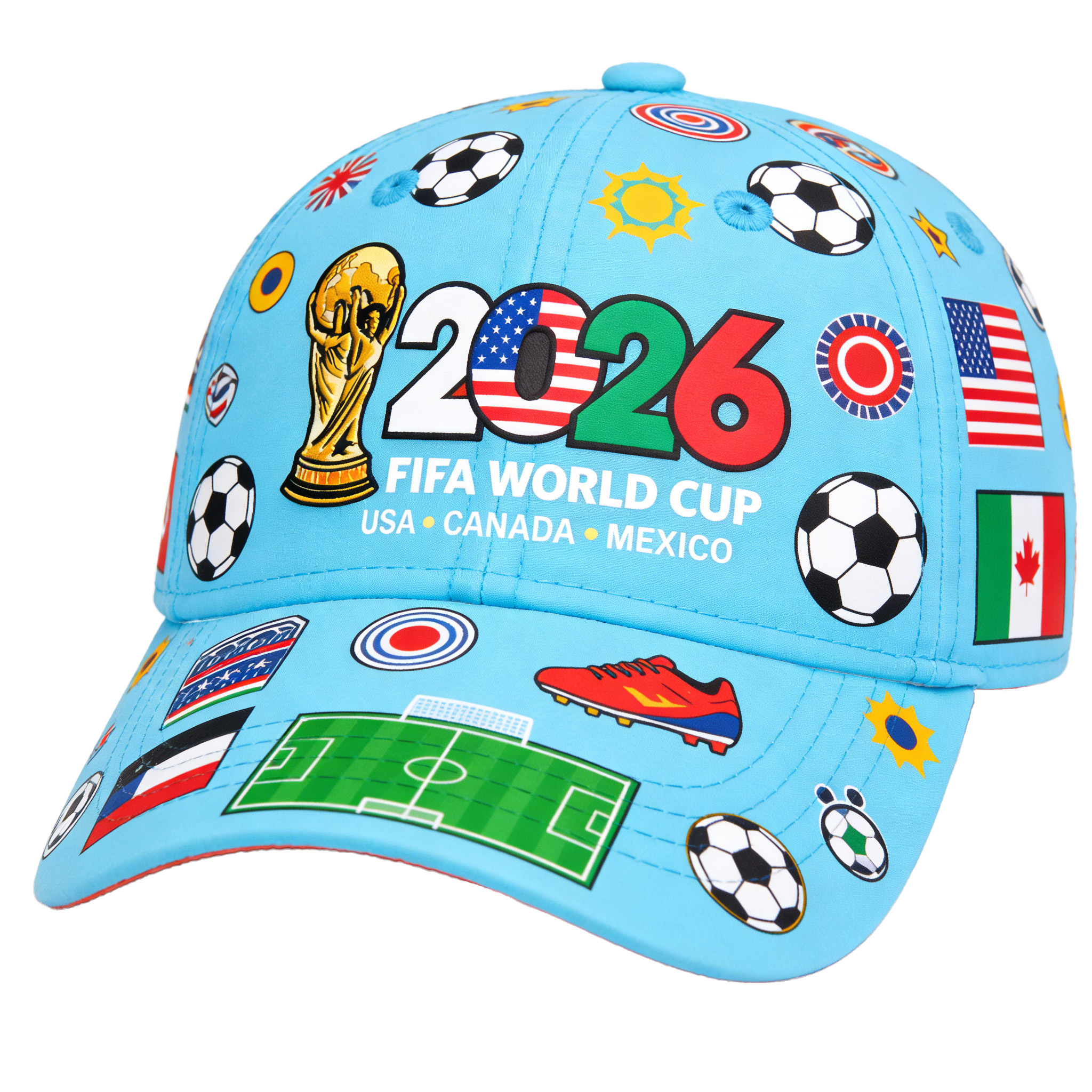 2026 FIFA World Cup Embroidered Gray Cotton Denim Adjustable Baseball Cap