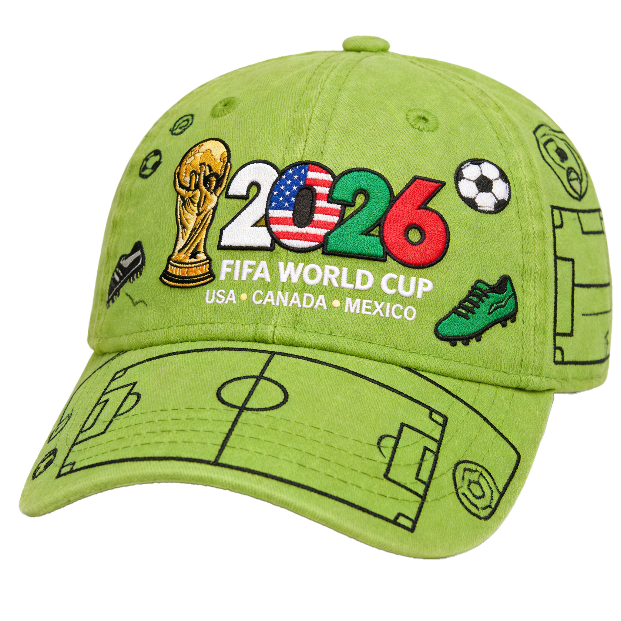 2026 FIFA World Cup Embroidered Gray Cotton Denim Adjustable Baseball Cap