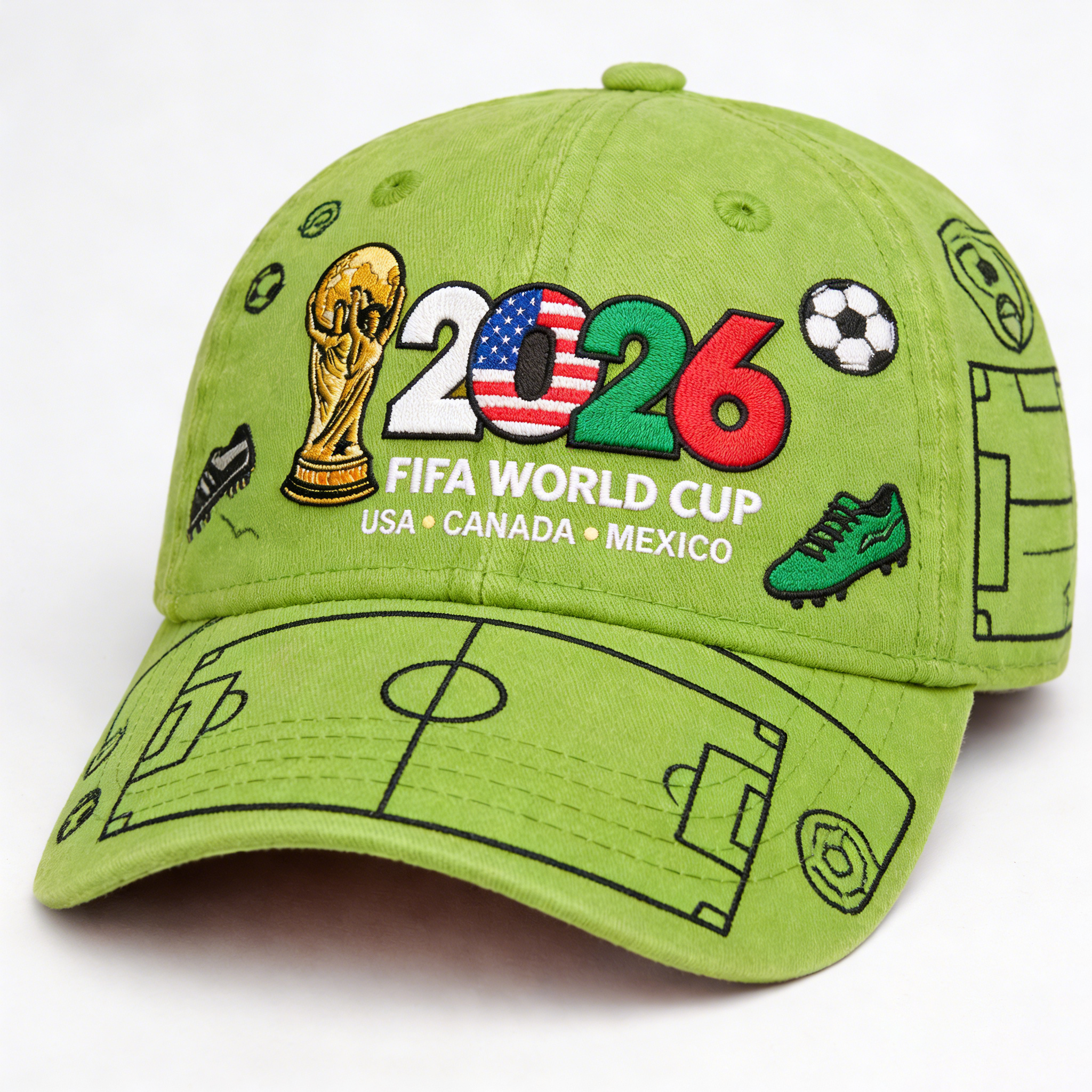 2026 FIFA World Cup Embroidered Gray Cotton Denim Adjustable Baseball Cap