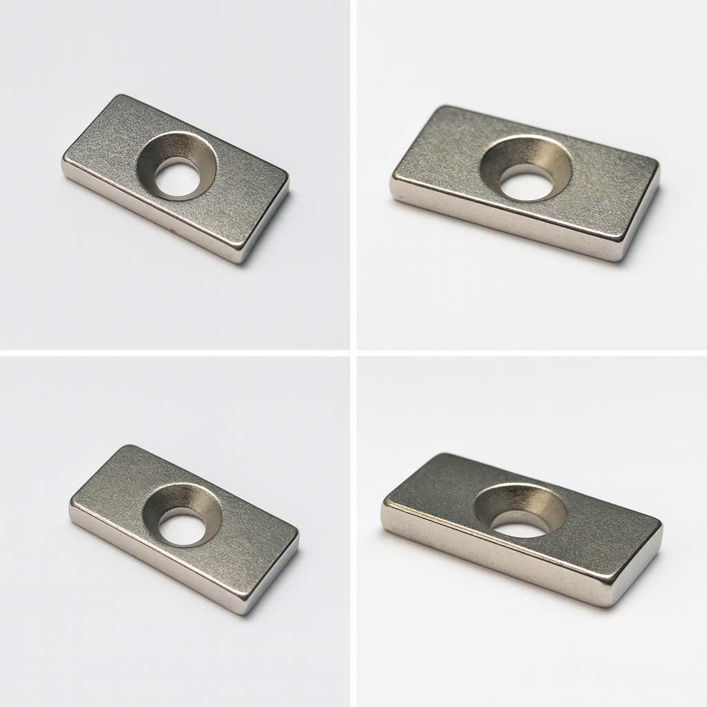 Nickel plating industrial strength rectangular countersunk magnet