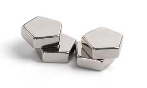Precision-engineered magnetic force-enhanced compact, powerful heat-tolerant rare-earth nickel-coated hexagon-shaped neodymium magnet