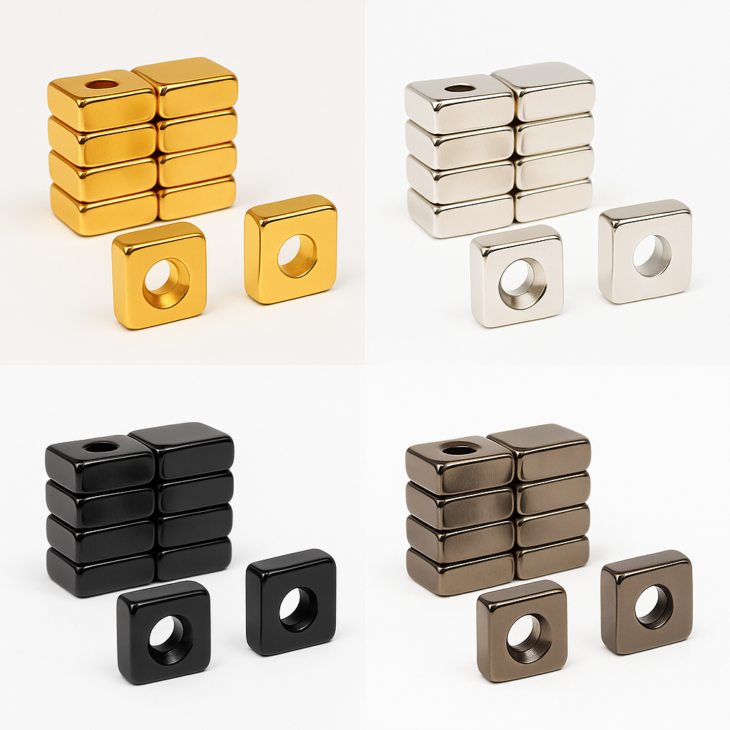 Outdoor corrosion resistant high coercivity Countersunk Neodymium Block Magnets