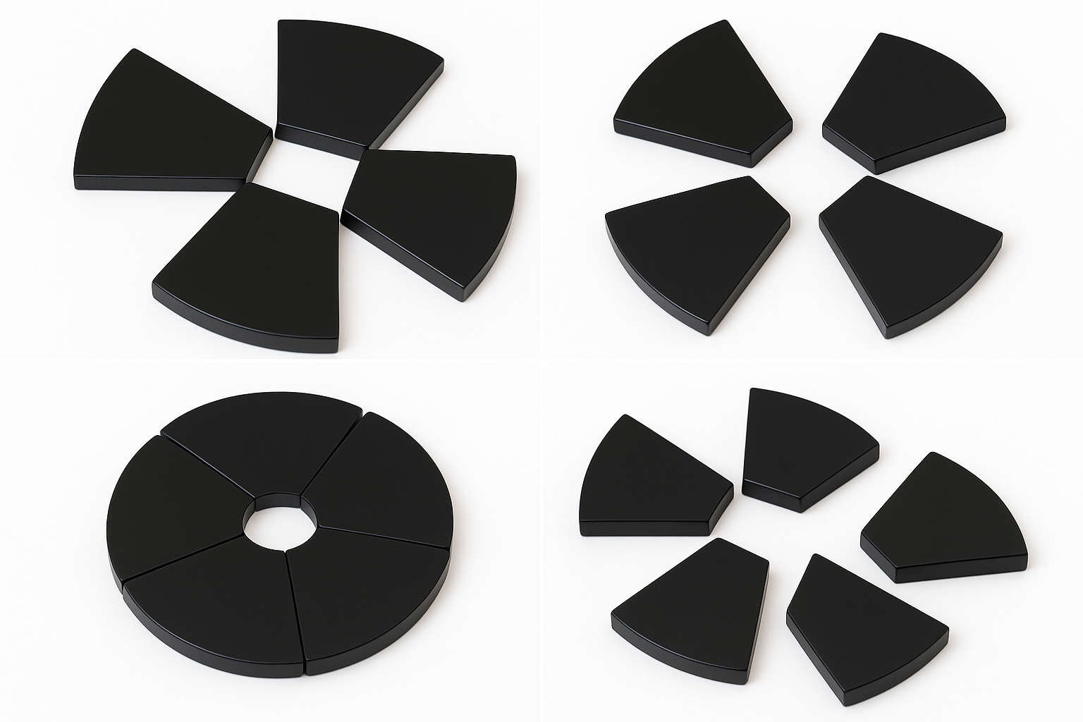 High holding power black epoxy coated fan-shaped sintered magnets