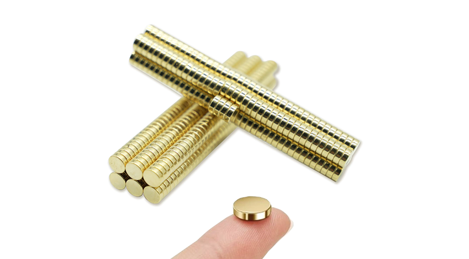 Ultra-accurate, precise, high-precision, strong, delivering maximum strength, thermally stable compact gold-coated disc magnet