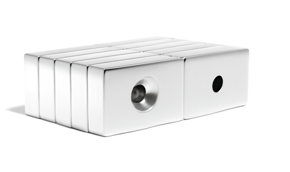 Tight tolerance Square countersunk ni-cu-ni coated permanent magnets