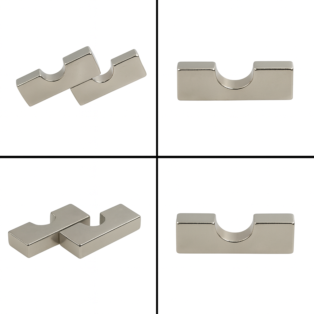 High-Strength Rectangular Neodymium Magnet with Half-Round Slot for Industrial Fixtures
