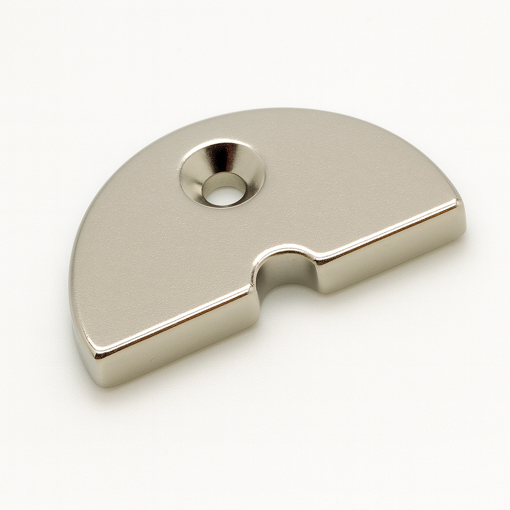 High Precision Strong Custom Half coin Shaped and Hole NdFeB Magnet N35-N52