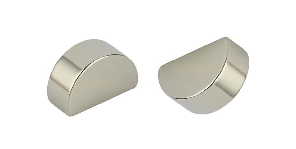 Ultra strong, customised Industrial strength precision-engineered high precision tolerance, high thermal grade nickel-coated half circle neodymium magnet
