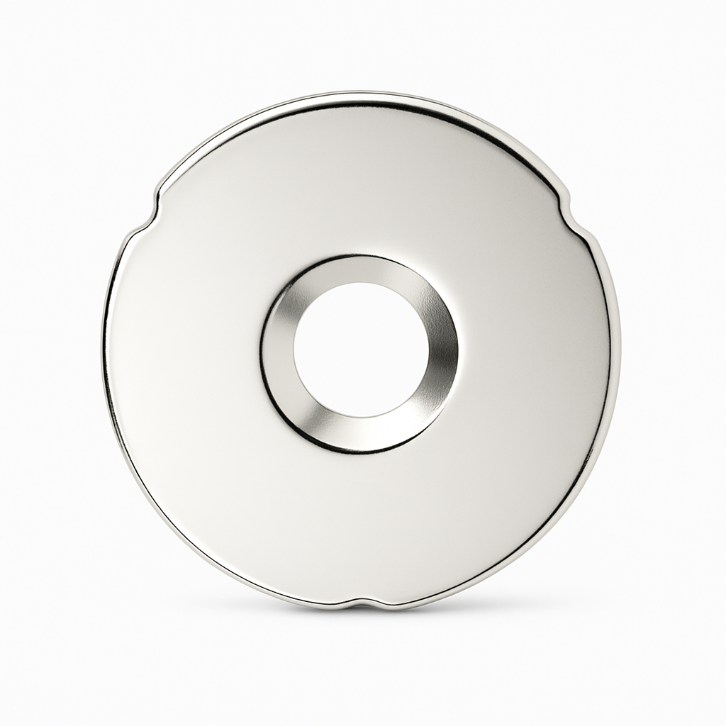 precision customized industrial strength Round perforated magnet with 3 locating slot