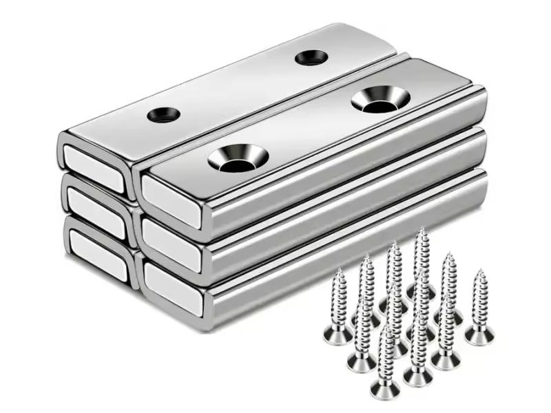Extra-strength high-accuracy ultra-powerful high tolerance high torque custom shaped countersunk nickel coated neodymium magnet