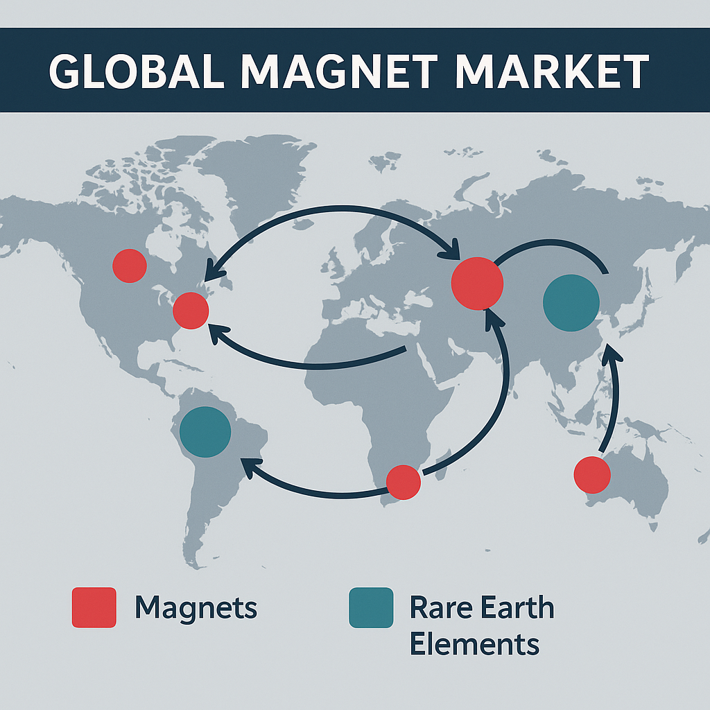 Competizione e innovazione tecnologica nelle principali regioni del mercato globale dei magneti